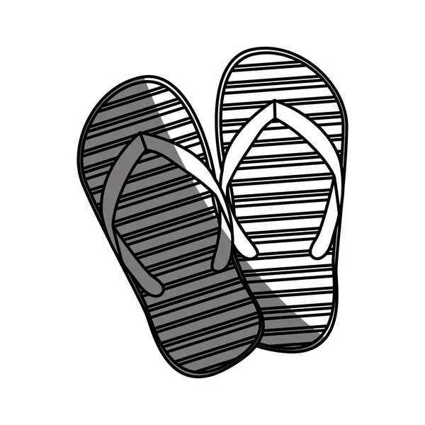 半影海滩拖鞋的单色剪影 — 图库矢量图片