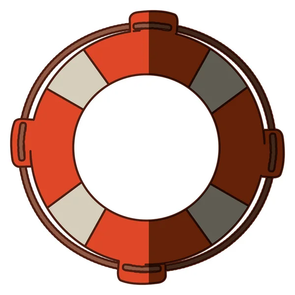 Cerchio di galleggiamento colorato con corda e ombra centrale — Vettoriale Stock