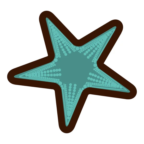 Akvamarin starfish vastag körvonalainak és fehér háttér — Stock Vector