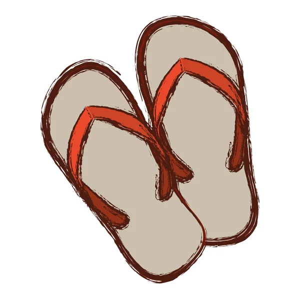 Wazig kleur in strand slippers — Stockvector