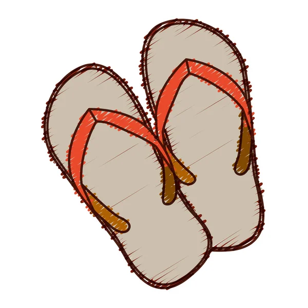 Desenho colorido à mão de chinelos de praia —  Vetores de Stock