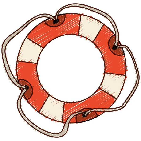 Disegno colorato a mano del cerchio di galleggiamento con imbracatura — Vettoriale Stock