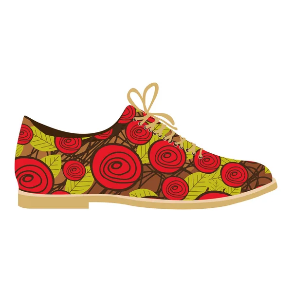 Färgglad silhuetten av manliga sko med blomdekor — Stock vektor