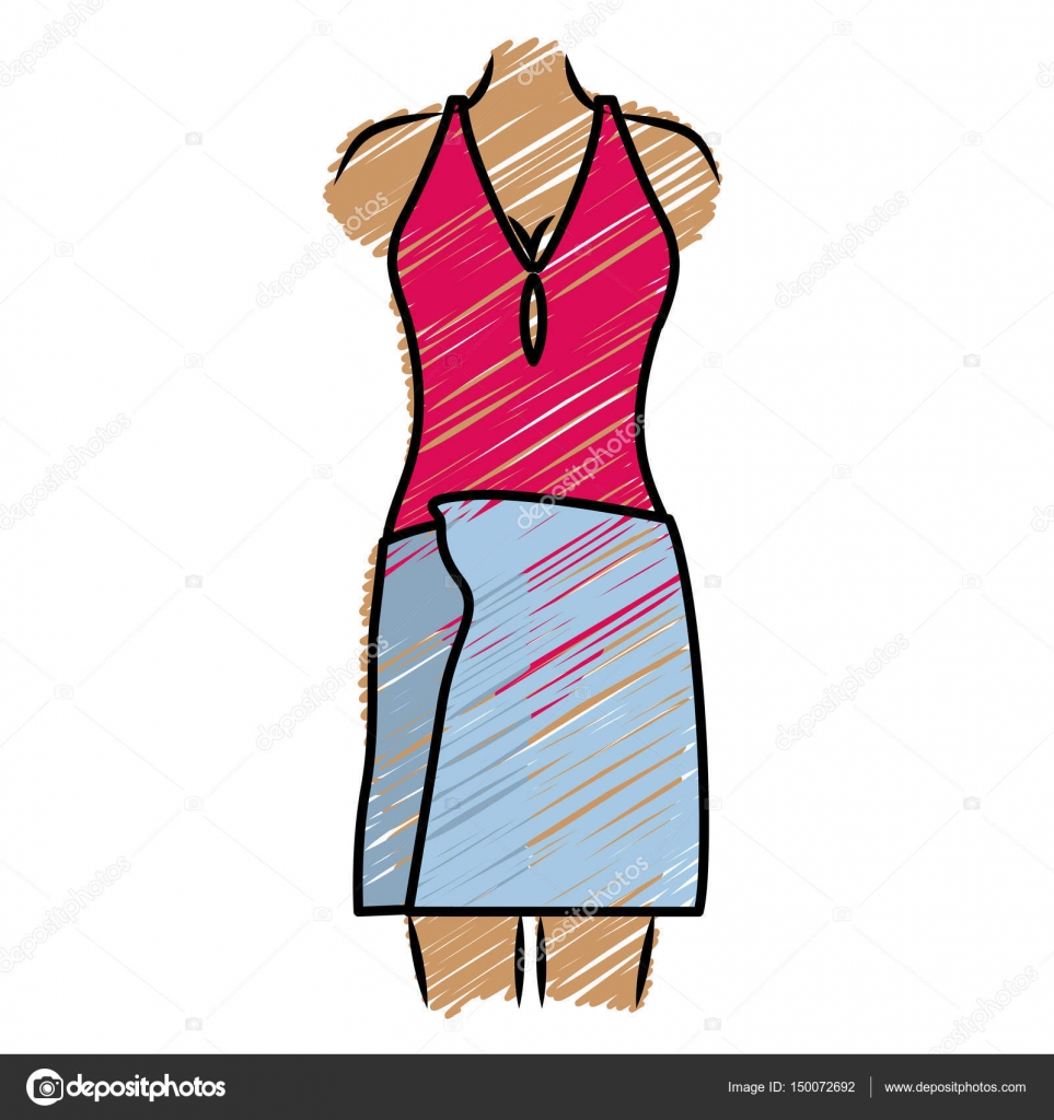 Colore disegno a matita di donna in costume da bagno rosso magenta e Accappatoio — Vettoriale