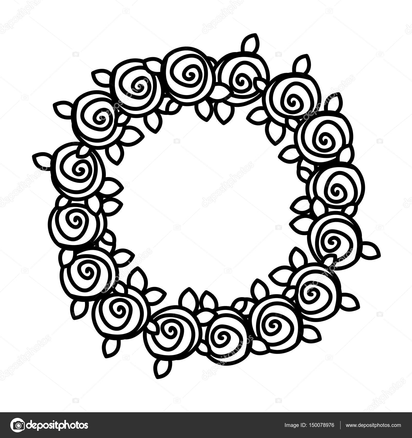Download Silhouette crown drawing roses with leaves — Stock Vector ...