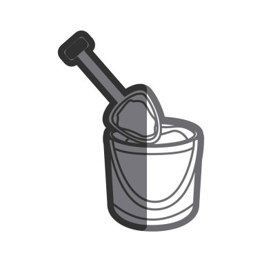 kova kum ve kürek gri kalın kontur