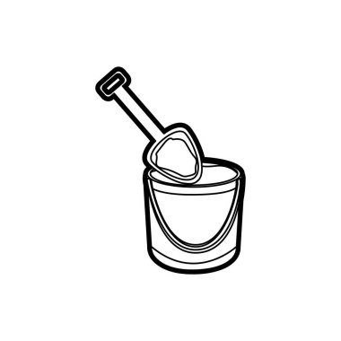 kova kum ve kürek siyah kalın kontur