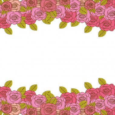 gerçekçi gül tasarımlı Dekoratif kenarlık