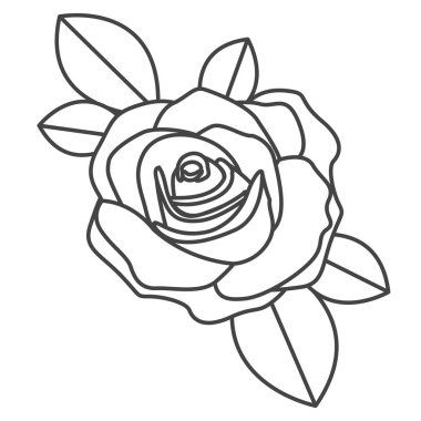 siluet kroki gül yaprakları closeup ile çiçekli