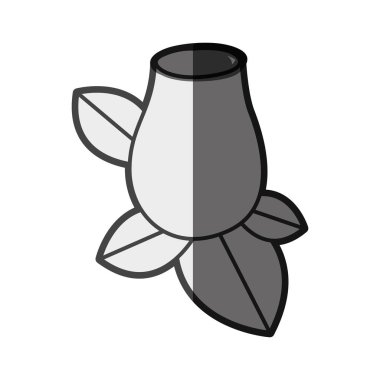 tek renkli siluet rosebud yaprakları closeup ile