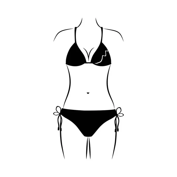 Silhouette monochrome de femme en bikini — Image vectorielle