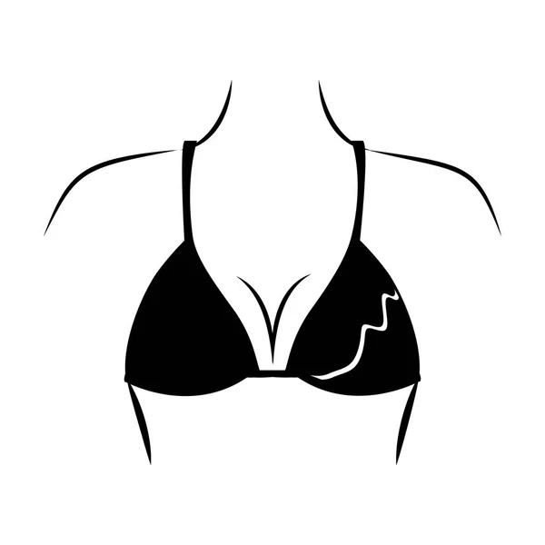 Silhouette monochrome de femme avec soutien-gorge maillot de bain — Image vectorielle