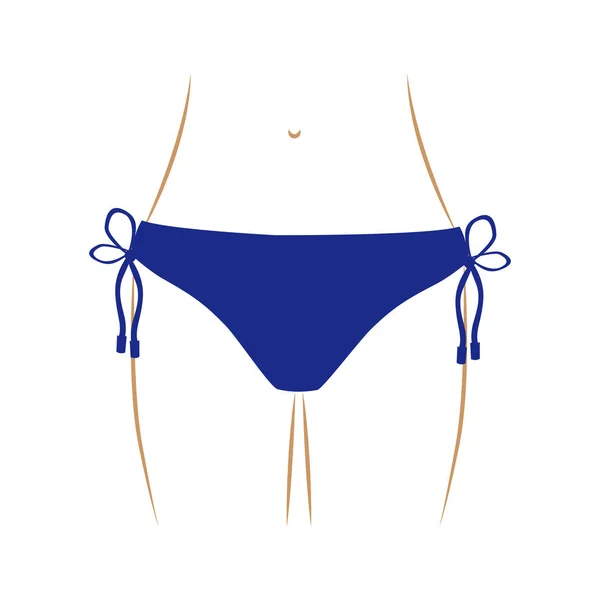 Thin contour of the waist woman with dark blue thong — Stock Vector