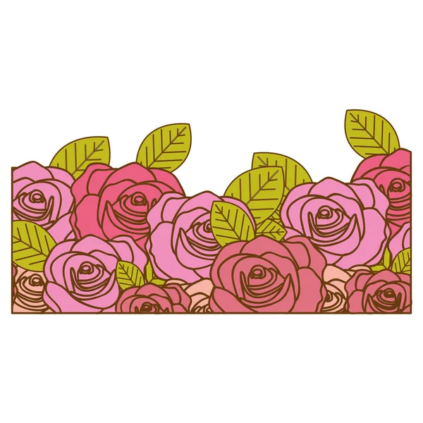 Dekorative halbe Bordüre mit realistischem Rosendesign — Stockvektor