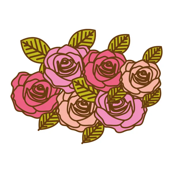 Colorful realistic roses bouquet decorative design — Stock Vector