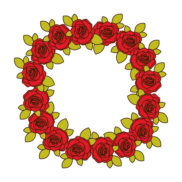 多彩的冠花与叶的红玫瑰 — 图库矢量图片