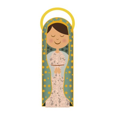 virgin Guadalupe aura ile beyaz artalan