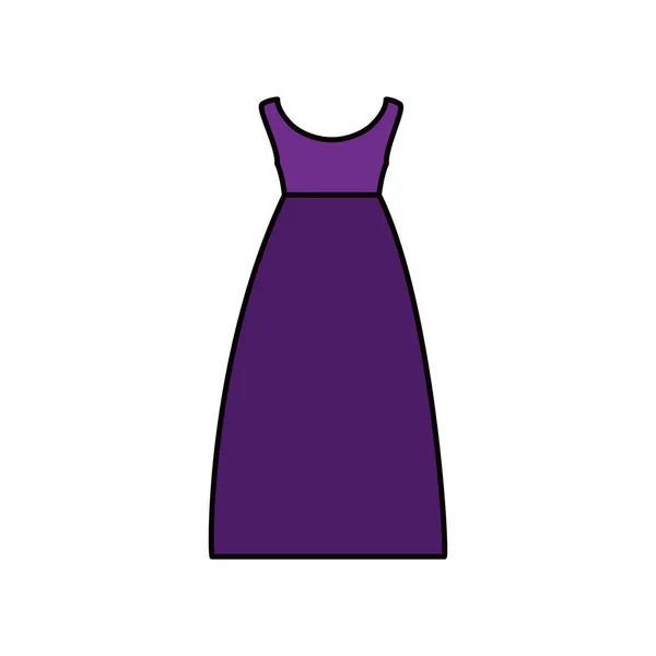 Dibujo colorido de vestido púrpura ochenta estilo retro — Vector de stock