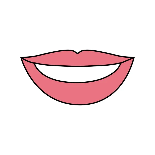 Bunte Silhouette von rosa Lippen mit Zähnen — Stockvektor