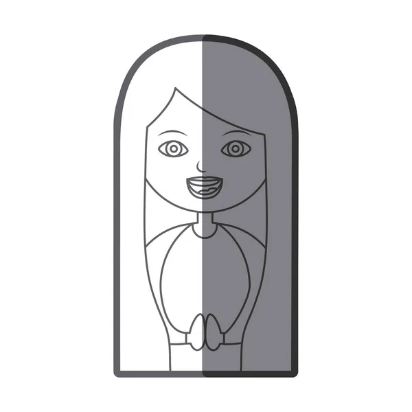 Svartvit siluett figur jungfru maria tecknad — Stock vektor