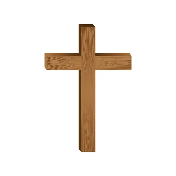 Fondo blanco con cruz de madera — Vector de stock