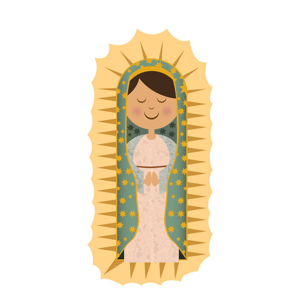 white background with canvas of virgin of guadalupe