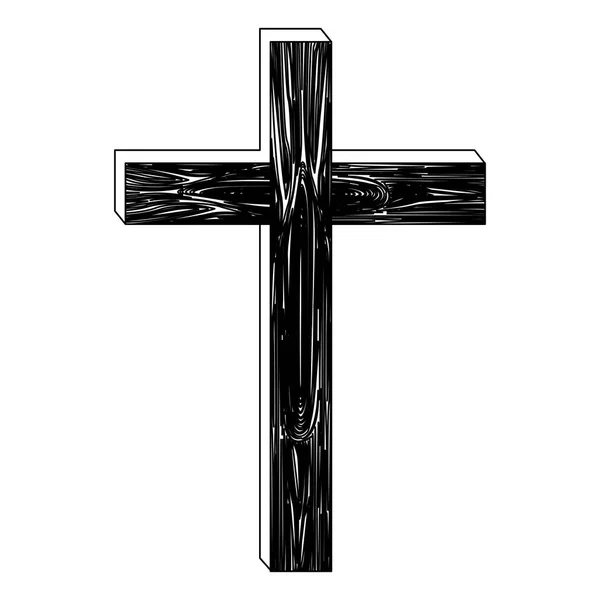 Silueta negra de cruz de madera — Vector de stock