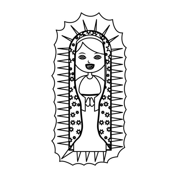 монохромный контур холста красивой девственницы Гваделупы
