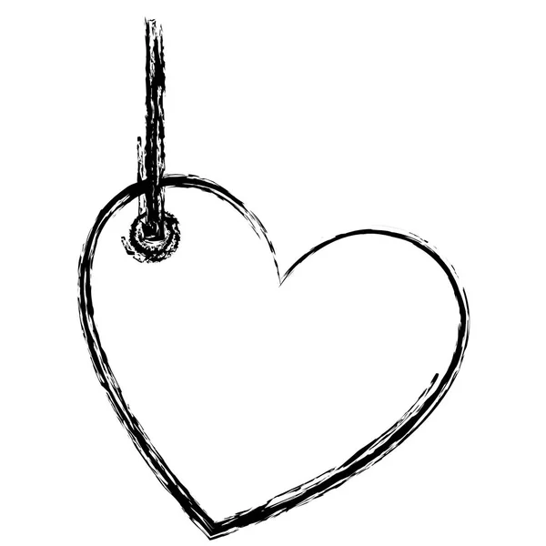 Verschwommene Skizze Silhouette Liebe Herz Figur hängen für die Dekoration — Stockvektor