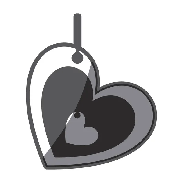 モノクロ シルエット愛心図内の別の小さなハートが付いている装飾のハンギング — ストックベクタ