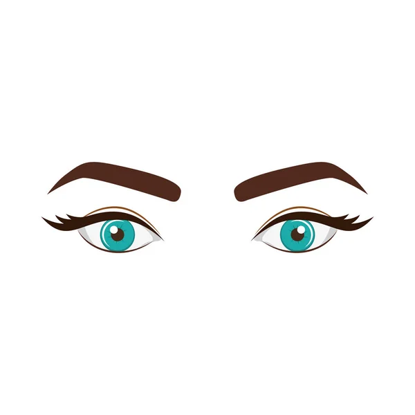 Las mujeres miran con ojos azules expresivos — Vector de stock