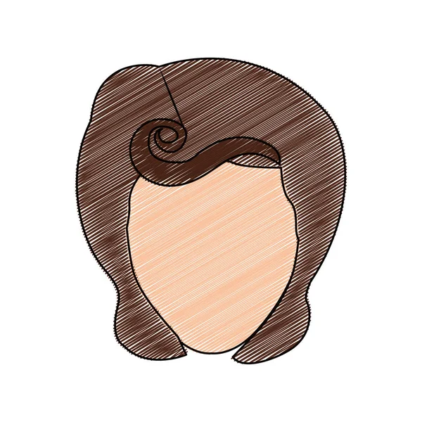 Dessin au crayon de couleur de femme sans visage avec broche vers le haut tourbillon coiffure — Image vectorielle