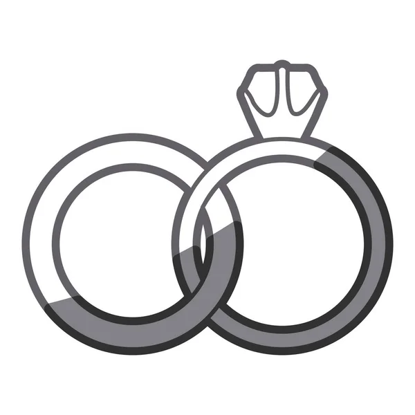 Silueta de escala de grises de anillos de boda — Vector de stock