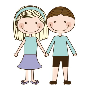 renkli karikatür çift takım ile alınan eller gayrı