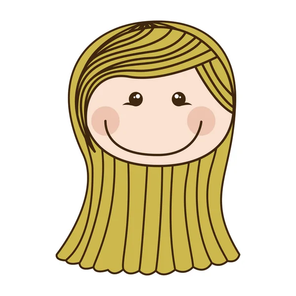 Sarı uzun saçlı kız renkli karikatür ön yüz
