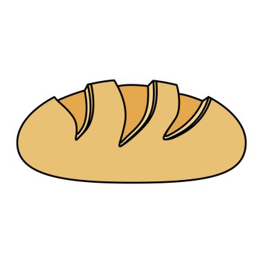 Beyaz arka plan ile ekmek renkli siluet