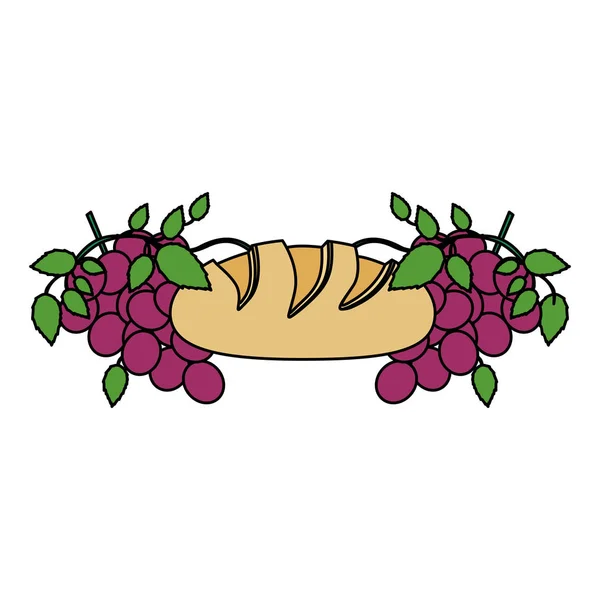Барвистий фон з спілкуванням релігійні ікони хліба і винограду — стоковий вектор