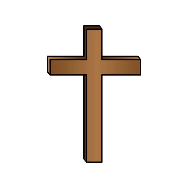 Белый фон с разноцветным деревянным крестом — стоковый вектор