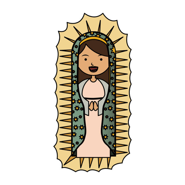 белый фон красочной девственницы Гуадалупе с аурой
