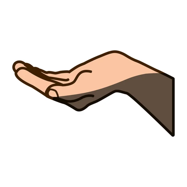 Farbsilhouette der Hand mit Halbschatten verlängert — Stockvektor