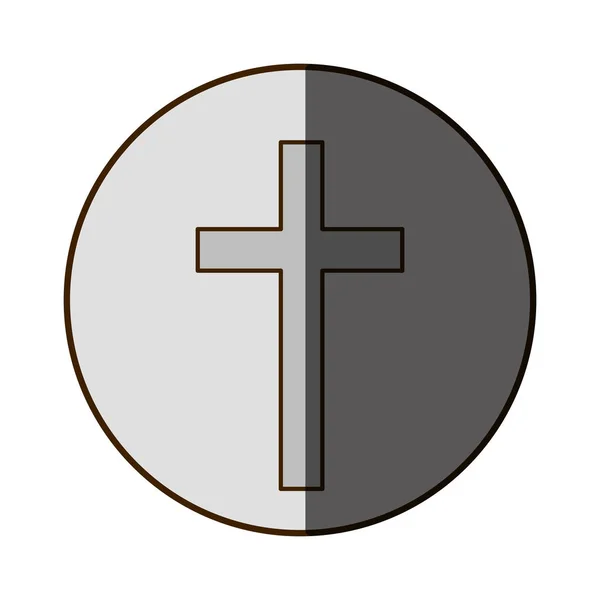 Silueta de color de esfera con símbolo de cruz con media sombra — Vector de stock
