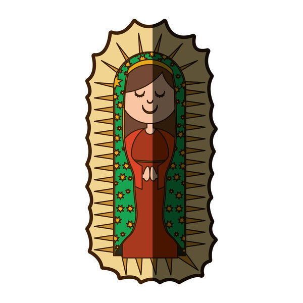 белый фон с холстом девственницы Гуадалупе с полутенью
