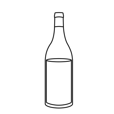 şişe şarap yan geri tek renkli siluet