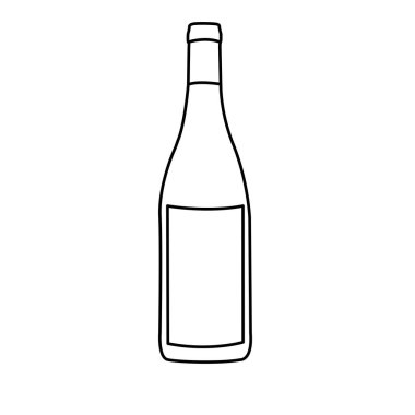 şişe şarapla etiketle tek renkli siluet