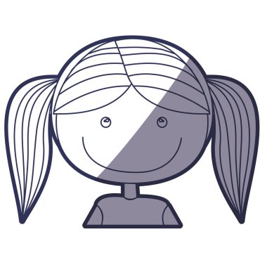 mavi renk kontur karikatür yarım vücut kız helezon saçlı