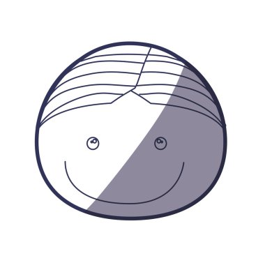 mavi renk kontur karikatür açık yüz çocuk gülümsemek ifade