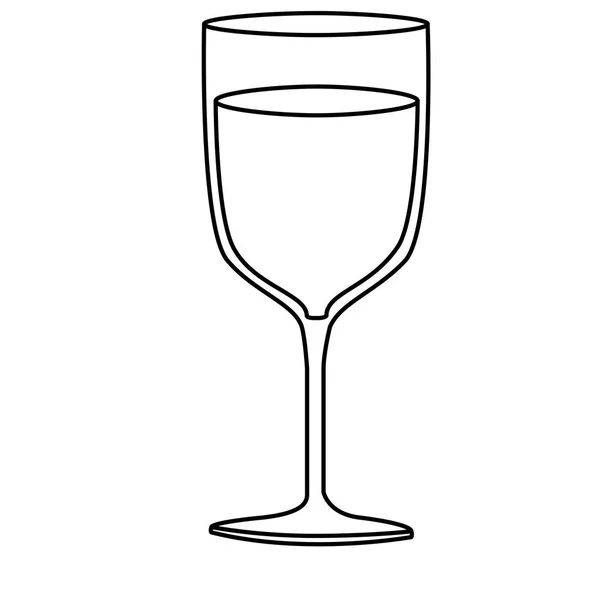 Silhouette monocromatica della tazza di vetro con champagne — Vettoriale Stock