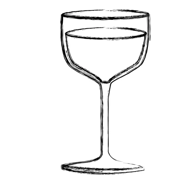 Croquis monochrome silhouette de tasse en verre en gros plan — Image vectorielle