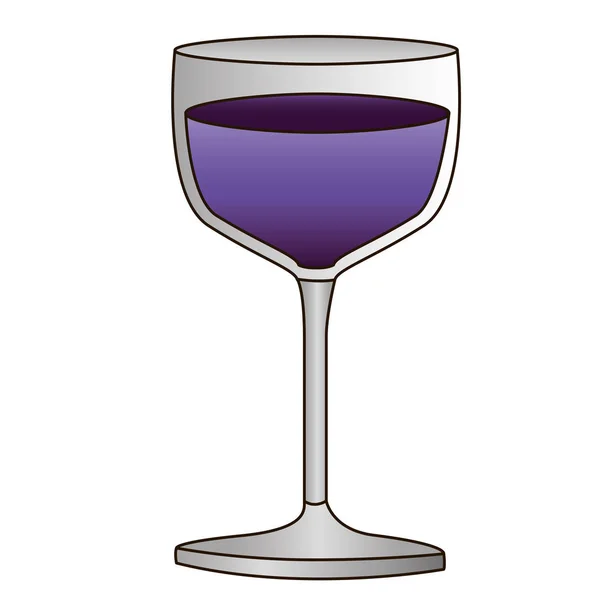 Sagoma colorata di tazza di vetro con vino viola e delineato — Vettoriale Stock