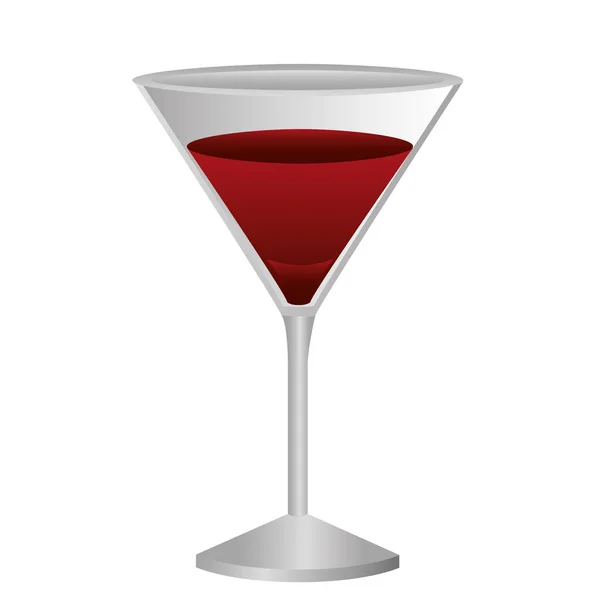 Silhouette colorée de verre cocktail verre vermouth avec vin rouge — Image vectorielle